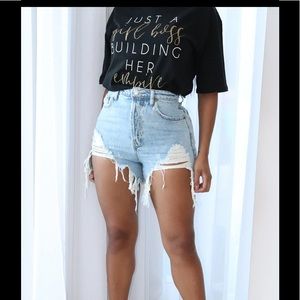 Shred Some Light Distressed Denim Shorts - Light Blue
Wash